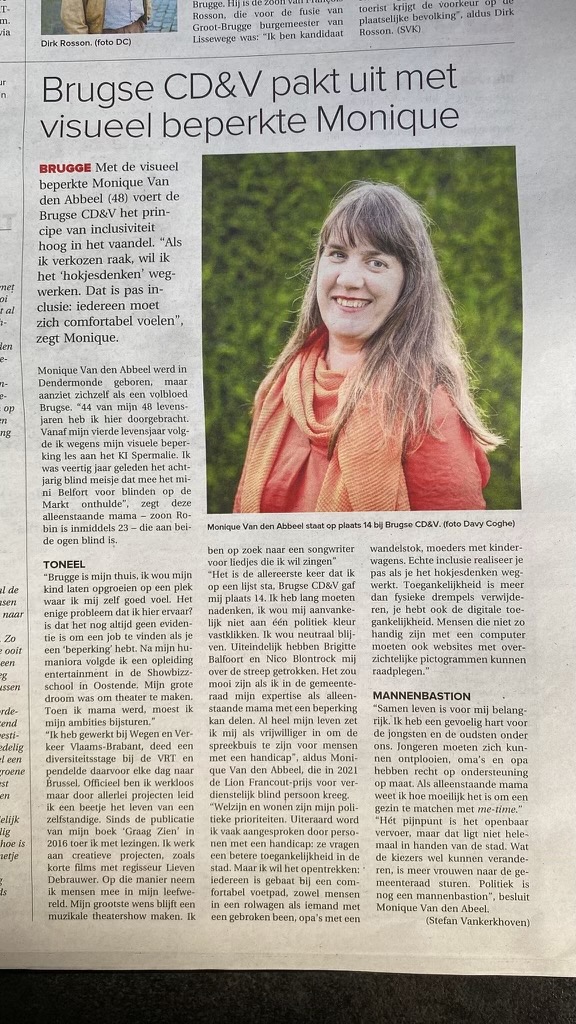 Foto van artikel in de krant van West-Vlaanderen